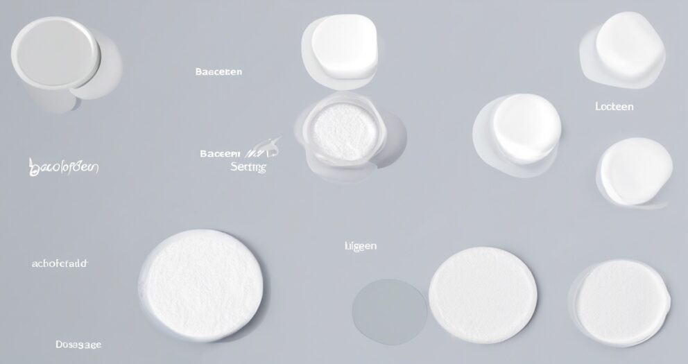 Verschillende texturen van huidverzorgingsproducten worden op een grijze achtergrond getoond. Gladde witte crèmes en gelachtige substanties worden gelabeld met verschillende namen zoals "Baceeten," "Locteen," en "Lügen.