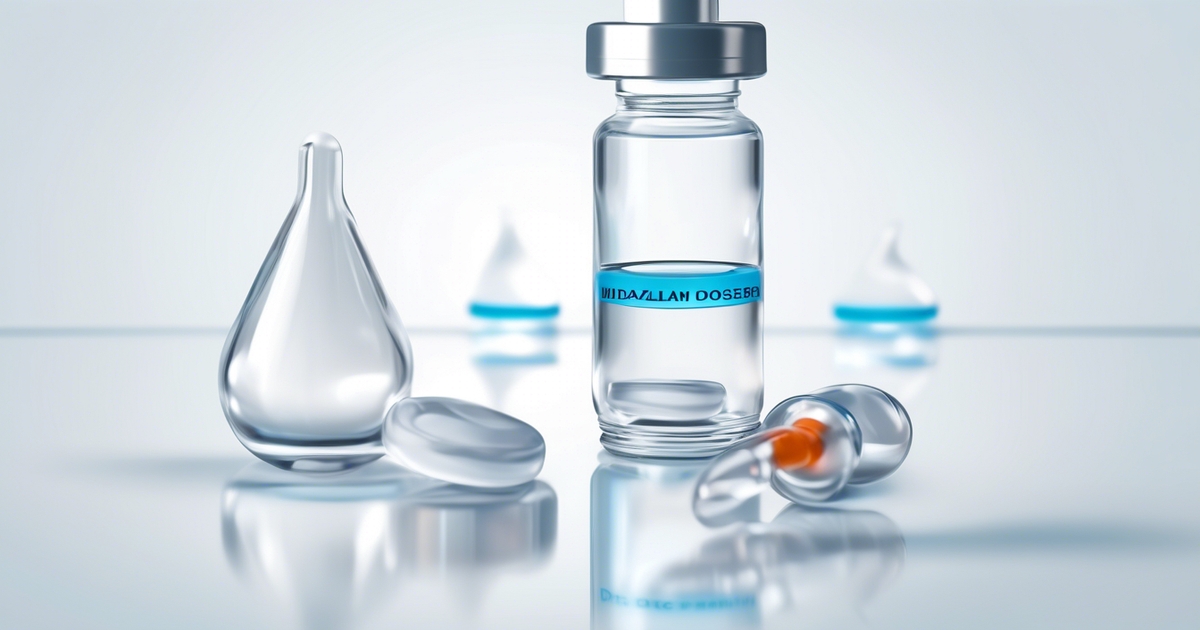 Een glazen flesje met het label "SARS-CoV-2" met een druppelaar en een plastic pipetdop ligt op een reflecterend oppervlak. Op de achtergrond zijn extra flesjes wazig te zien, wat duidt op een schone, wetenschappelijke setting.