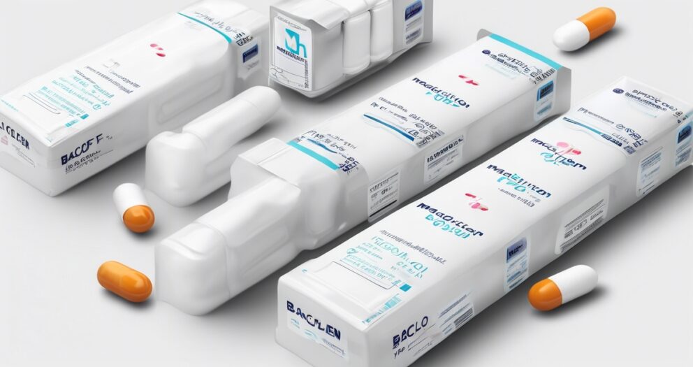 Rechthoekige medische verpakking met blauwe etiketten en branding, met medicatie in witte en oranje capsules. Dozen zijn uitgelijnd en gestapeld, met verschillende productinformatie en barcodes tegen een lichte achtergrond.